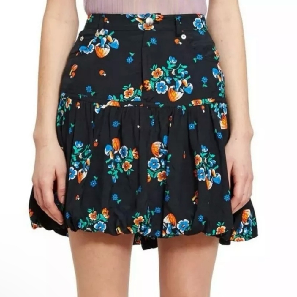NWT Opening Ceremony Black Floral Mushroom Print Mini Skirt Size 2